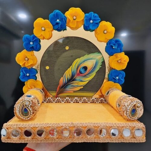 White Singhasan for Laddu Gopal Ji for 1,2 Number | Thakur Ji Sofa with 2 Pillow